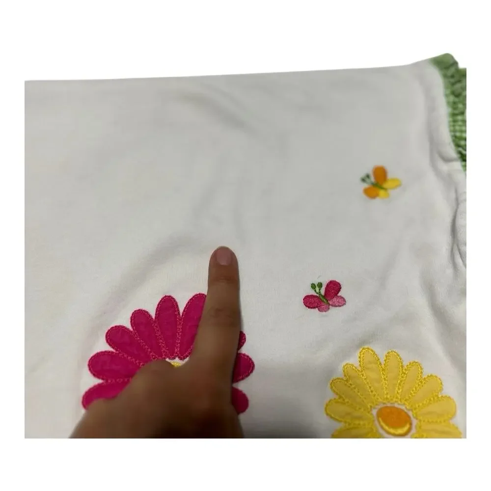 Gymboree Green Pink Floral Cotton Baby Blanket 2012